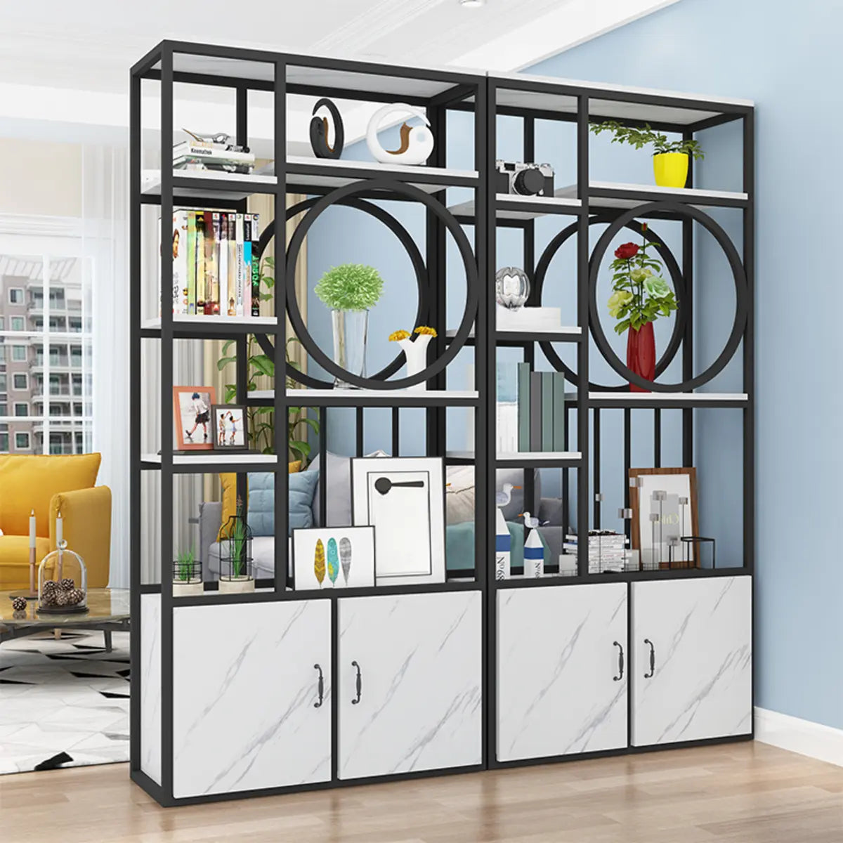 Artistic Geometric Metal Living Room Display Cabinet Image - 6