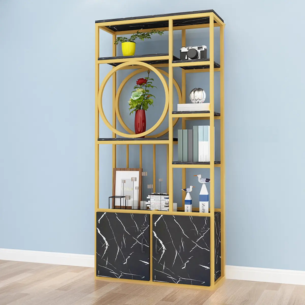 Artistic Geometric Metal Living Room Display Cabinet Image - 9