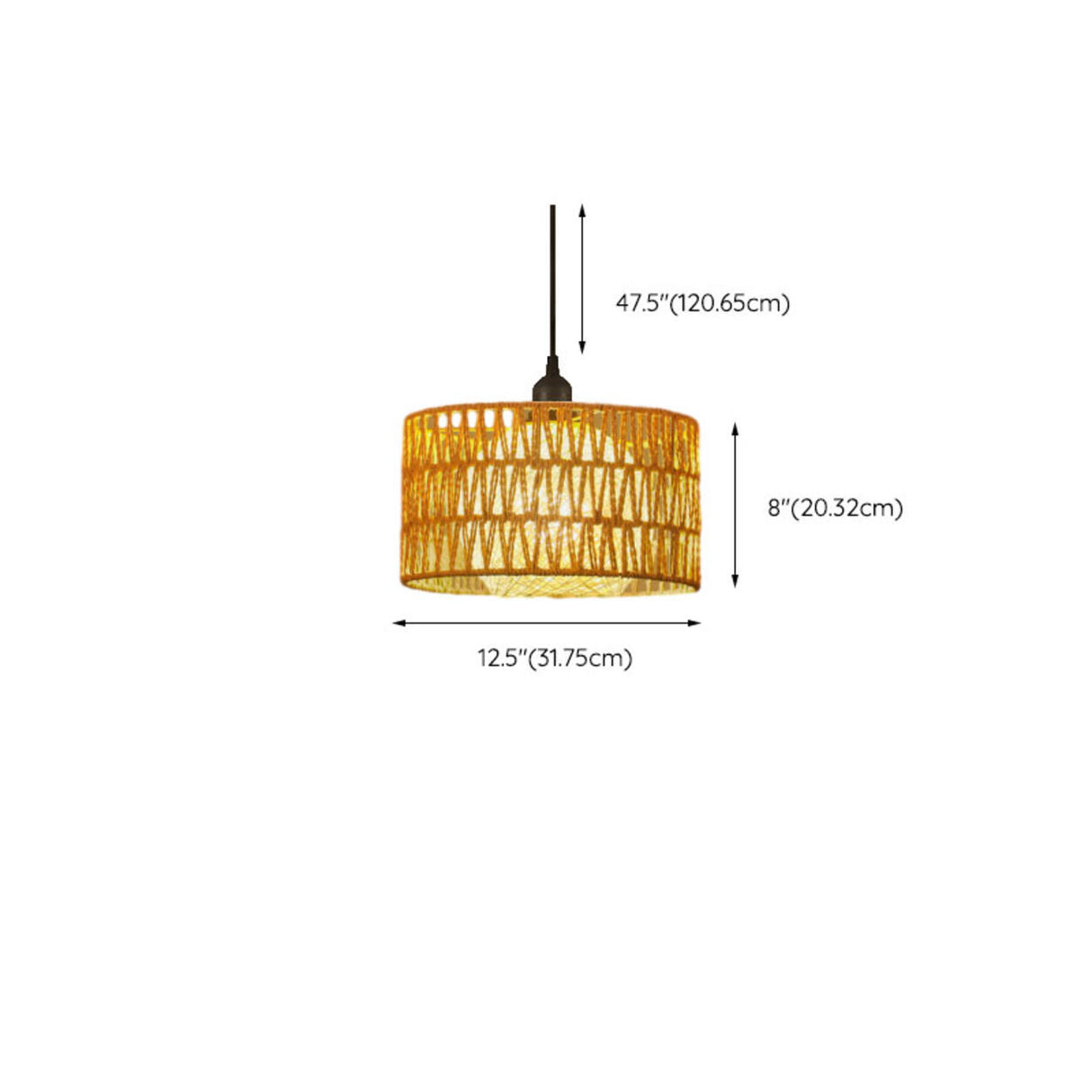 Artistic Gold Metal Wavy Woven Rope Round Pendant Light Image - 14