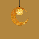 Artistic Gold Metal Wavy Woven Rope Round Pendant Light Image - 3