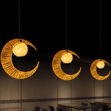 Artistic Gold Metal Wavy Woven Rope Round Pendant Light Image - 6