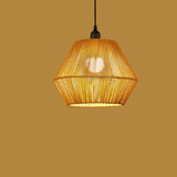 Artistic Gold Metal Wavy Woven Rope Round Pendant Light Image - 9