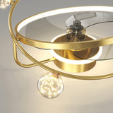 Artistic Gold Ring Ball Decor 3-Blade Ceiling Fan Light Image - 11