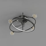 Artistic Gold Ring Ball Decor 3-Blade Ceiling Fan Light Image - 13