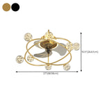 Artistic Gold Ring Ball Decor 3-Blade Ceiling Fan Light #size