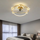 Artistic Gold Ring Ball Decor 3-Blade Ceiling Fan Light Image - 2