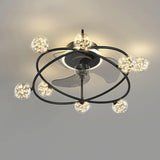 Artistic Gold Ring Ball Decor 3-Blade Ceiling Fan Light Image - 7