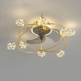 Artistic Gold Ring Ball Decor 3-Blade Ceiling Fan Light Image - 9