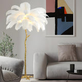 Artistic Gold Stand Feather Palm Tree Floor Lamp Image - 4