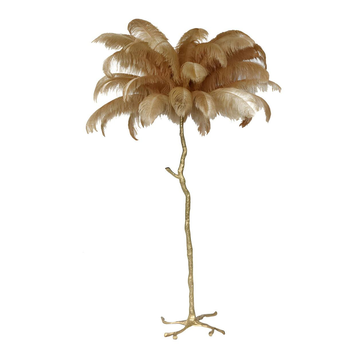 Artistic Gold Stand Feather Palm Tree Floor Lamp Image - 5