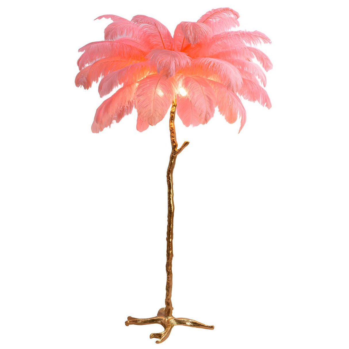 Artistic Gold Stand Feather Palm Tree Floor Lamp Image - 8