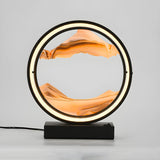 Artistic Golden Quicksand Circle LED Decor Table Lamp Image - 12