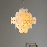 Artistic Hexagonal Alabaster White Pendant Light Chandelier Image - 1