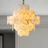 Artistic Hexagonal Alabaster White Pendant Light Chandelier Image - 15