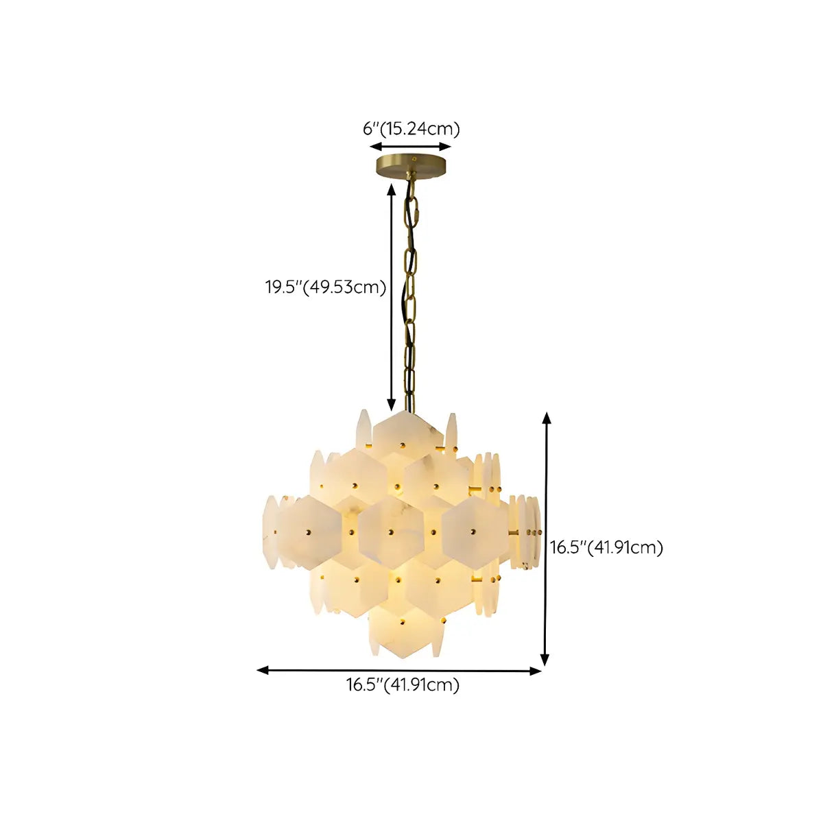 Artistic Hexagonal Alabaster White Pendant Light Chandelier 