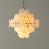 Artistic Hexagonal Alabaster White Pendant Light Chandelier Image - 7