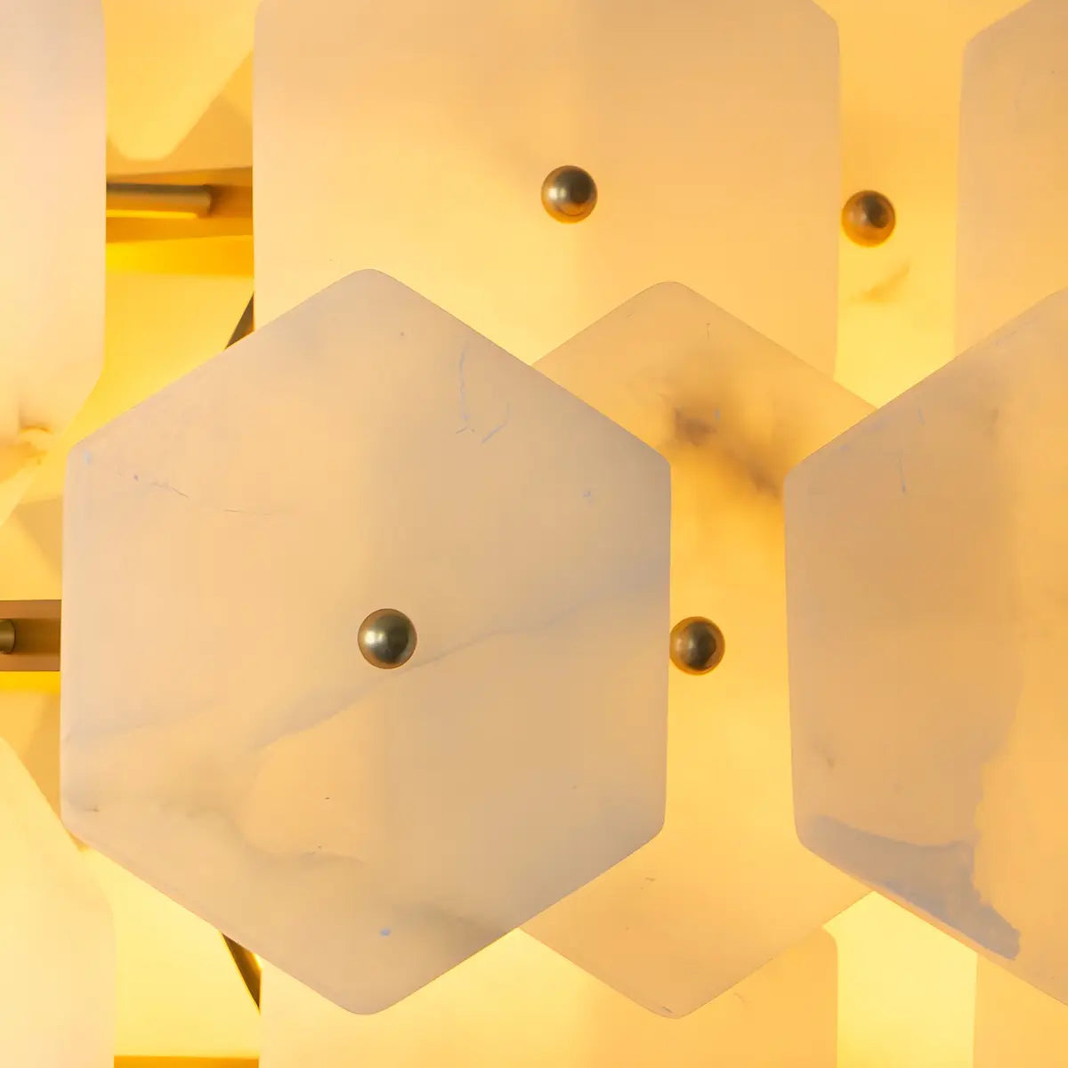 Artistic Hexagonal Alabaster White Pendant Light Chandelier Image - 9