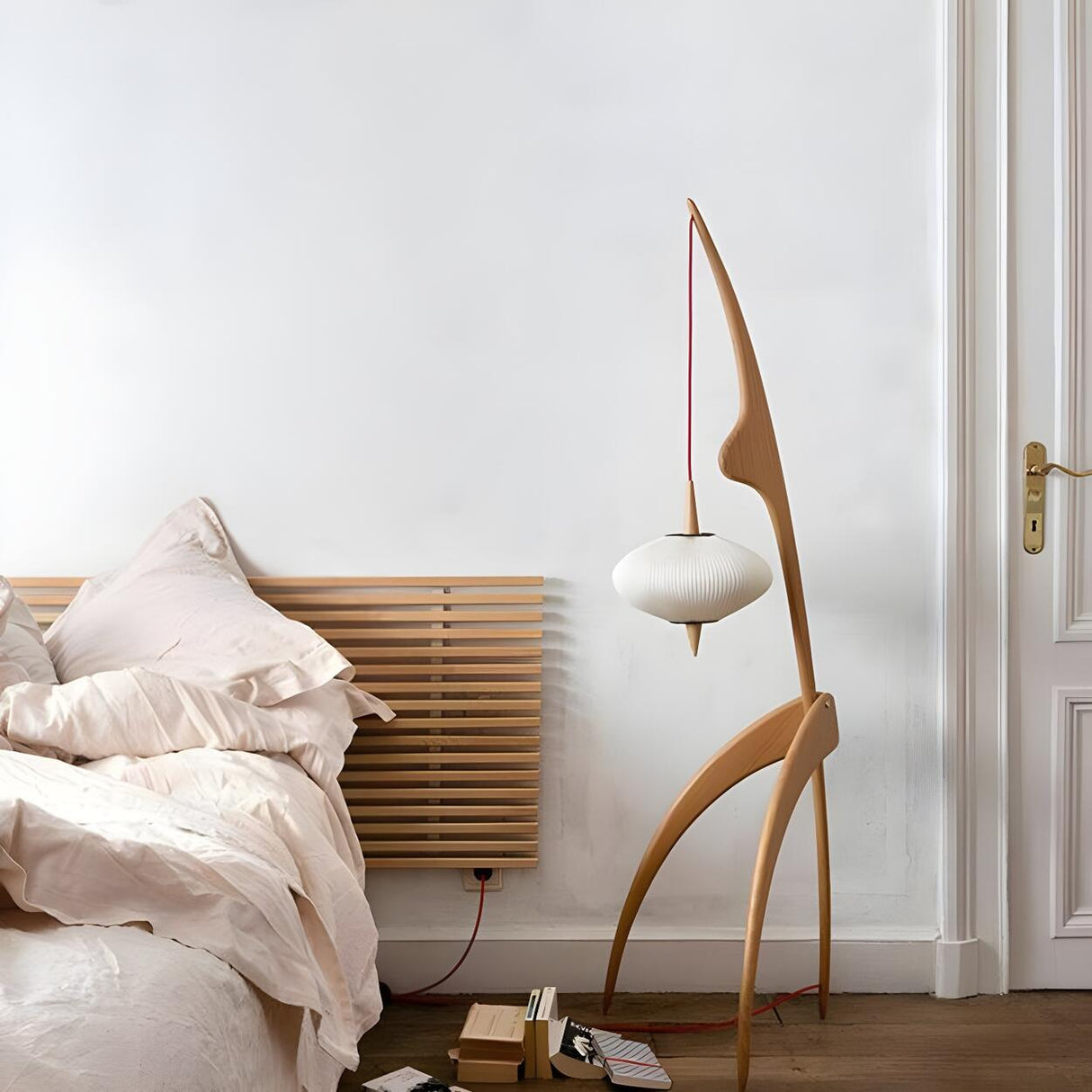 Artistic Lantern Wooden Mantis Modern Floor Lamp Image - 7