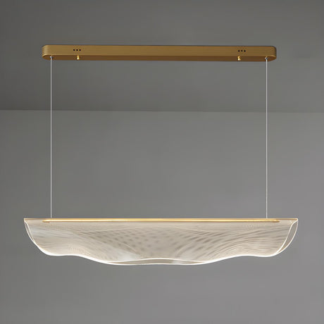 Artistic Linear and Wave Gold Island Pendant Light Image - 1