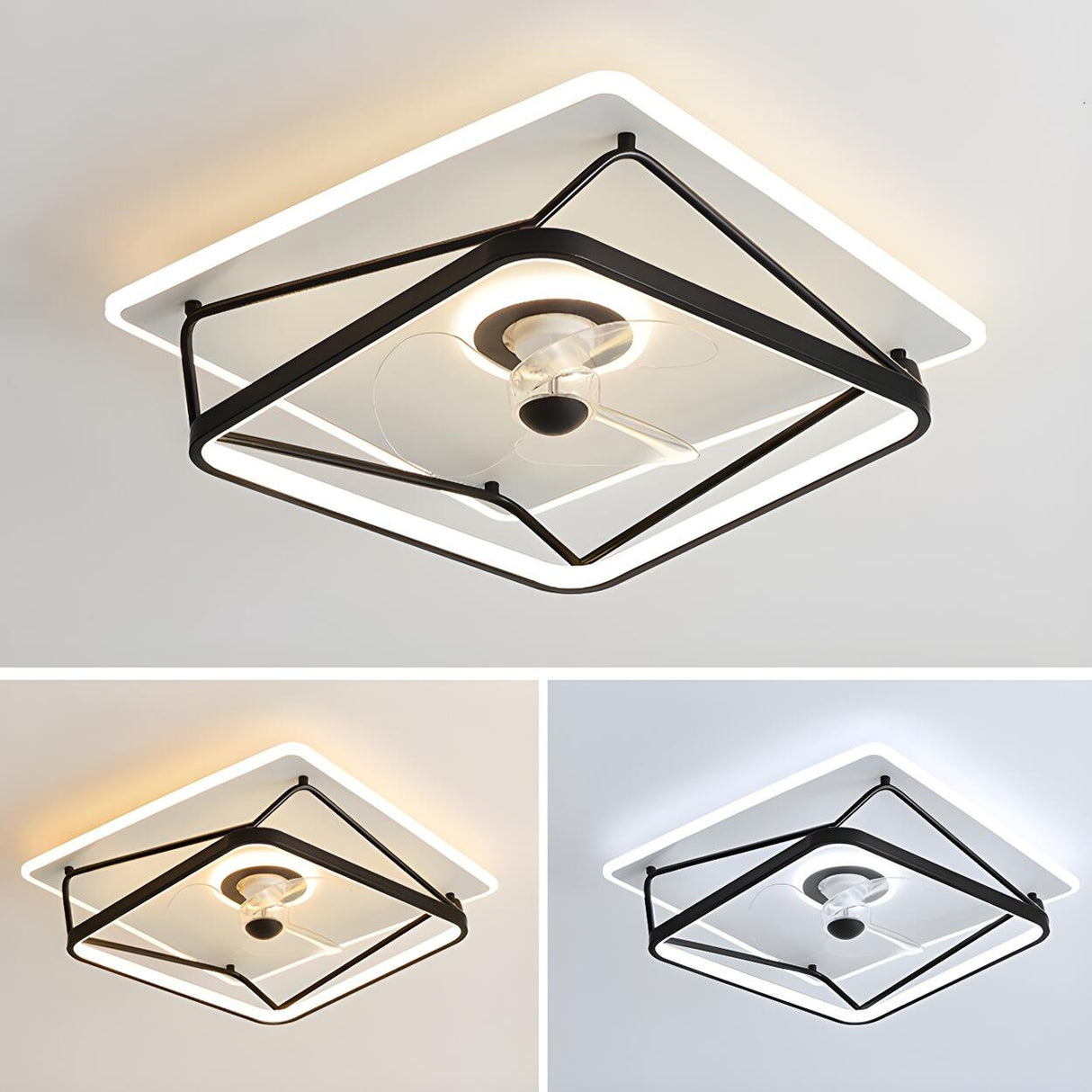 Artistic Linear Geometric LED Ceiling Fan with Light Image - 12