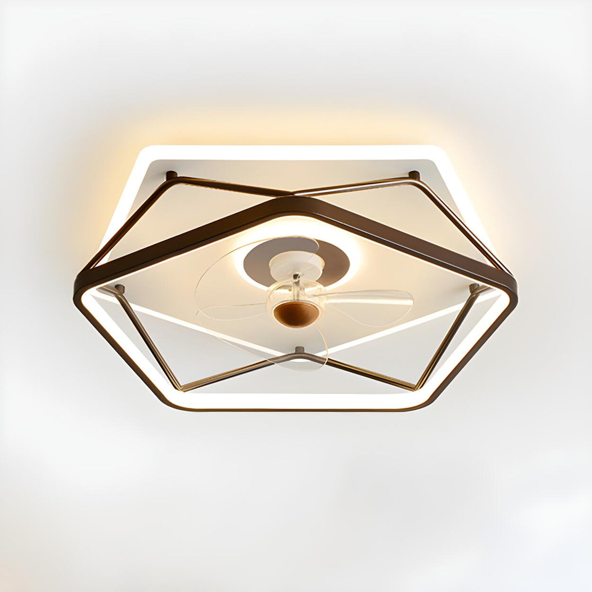 Artistic Linear Geometric LED Ceiling Fan with Light Image - 9