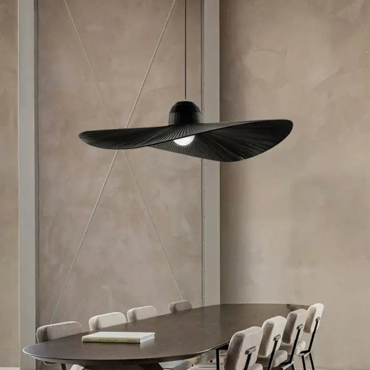 Artistic Living Room Circular Black Round Pendant Light Image - 10