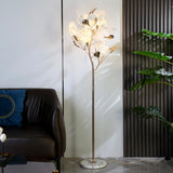 Artistic Maple Leaf Branch White Metal Floor Lamp Image - 2