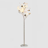 Artistic Maple Leaf Branch White Metal Floor Lamp Image - 6