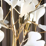 Artistic Maple Leaf Branch White Metal Floor Lamp Image - 9