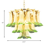 Artistic Modern Brass Green Stained Glass Tiered Chandelier #size