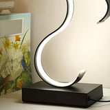 Artistic Modern Curved Linear Metal Bedside Table Lamp Image - 11