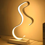 Artistic Modern Curved Linear Metal Bedside Table Lamp Image - 12