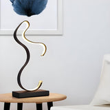 Artistic Modern Curved Linear Metal Bedside Table Lamp Image - 4