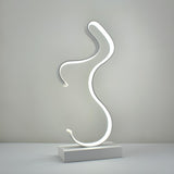 Artistic Modern Curved Linear Metal Bedside Table Lamp Image - 6