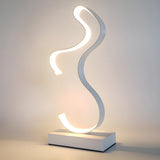 Artistic Modern Curved Linear Metal Bedside Table Lamp Image - 8