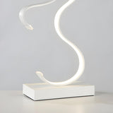 Artistic Modern Curved Linear Metal Bedside Table Lamp Image - 9