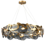 Artistic Modern Gold Drum Black Clear Glass Discs Chandelier Image - 5