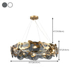 Artistic Modern Gold Drum Black Clear Glass Discs Chandelier Image - 9