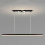 Artistic Modern LED Linear Metal Pendant Fan with Light Image - 6