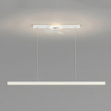 Artistic Modern LED Linear Metal Pendant Fan with Light Image - 7