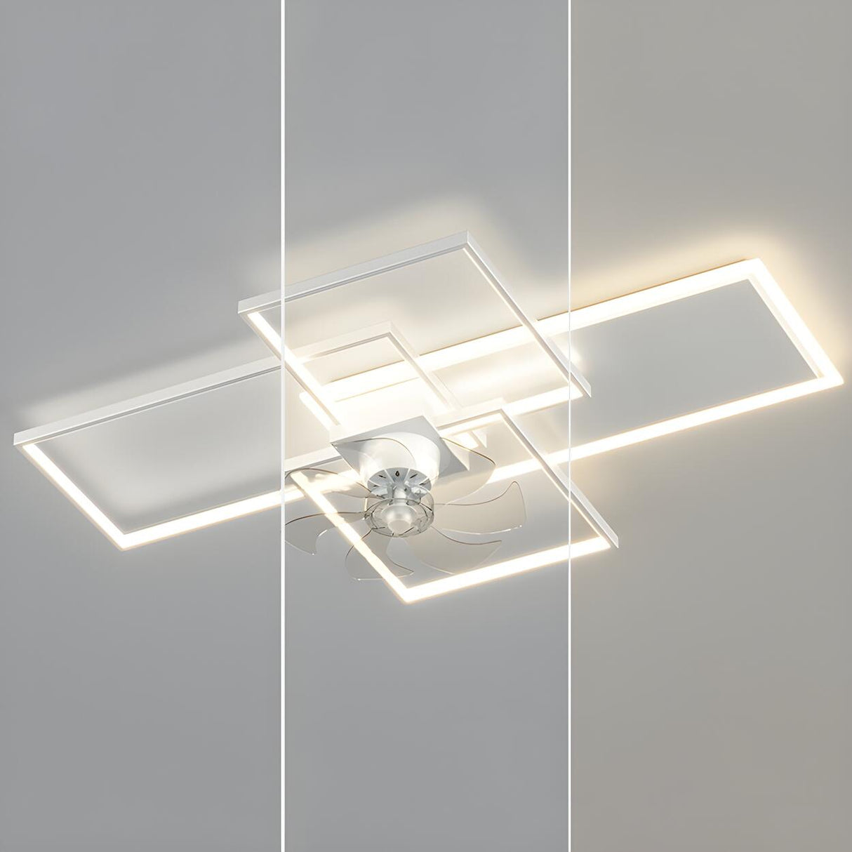 Artistic Modern Linear Geometric Ceiling Fan with Light Image - 11