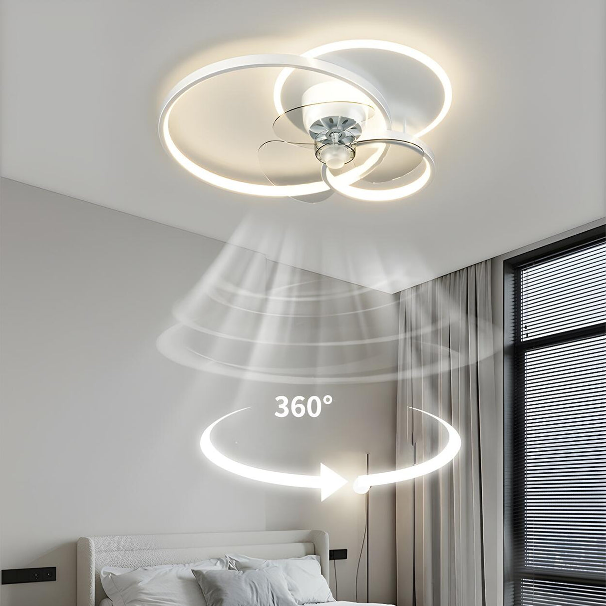 Artistic Modern Linear Geometric Ceiling Fan with Light Image - 23