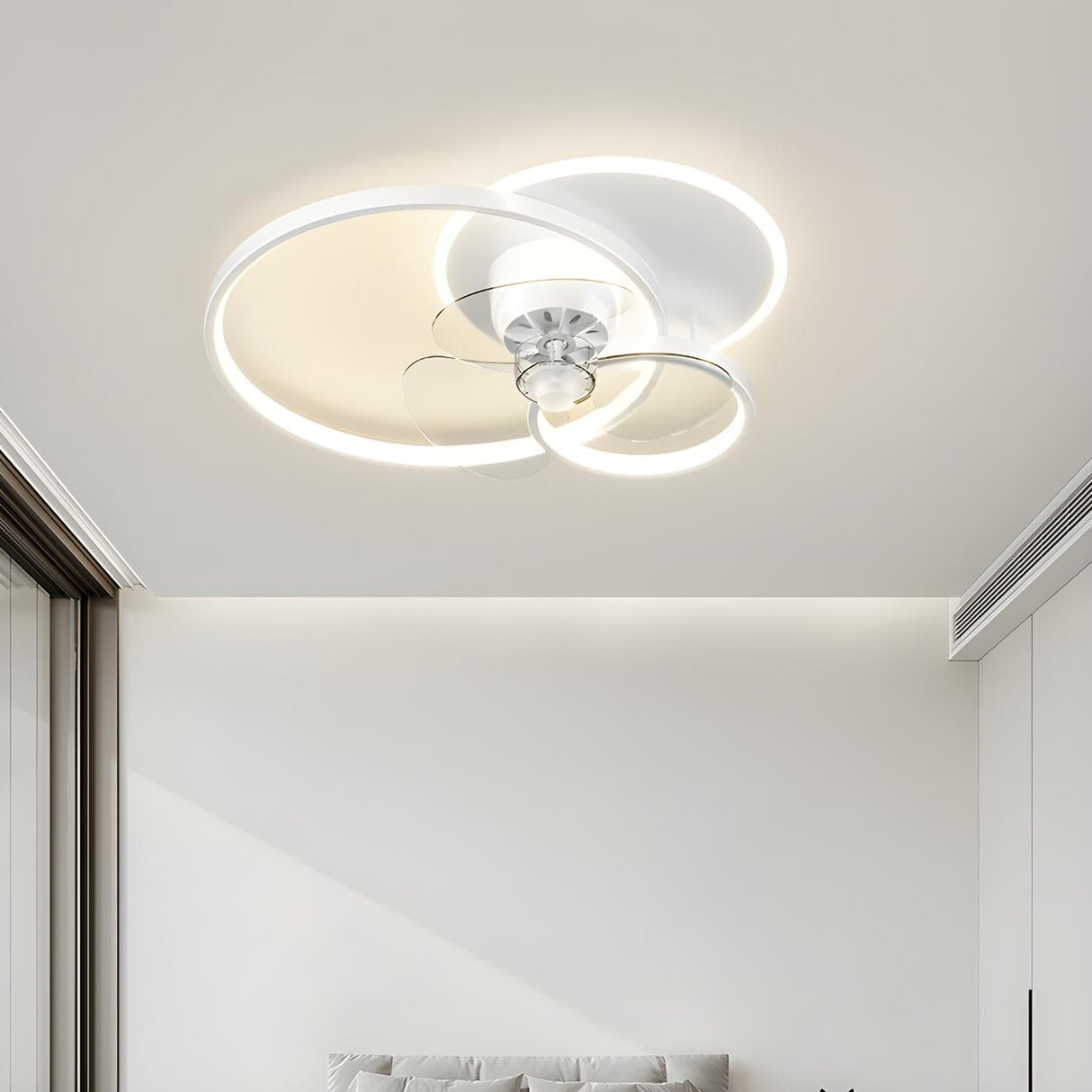 Artistic Modern Linear Geometric Ceiling Fan with Light Image - 4