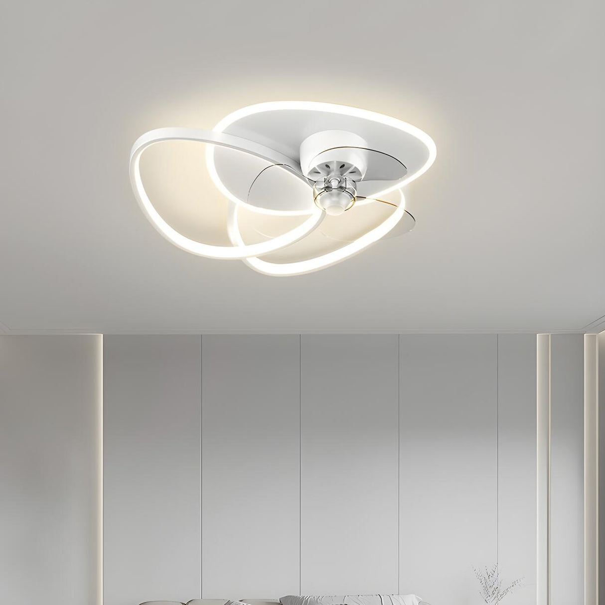 Artistic Modern Linear Geometric Ceiling Fan with Light Image - 5