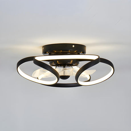 Artistic Modern Linear Spiral Ceiling Fan with Light Image - 2