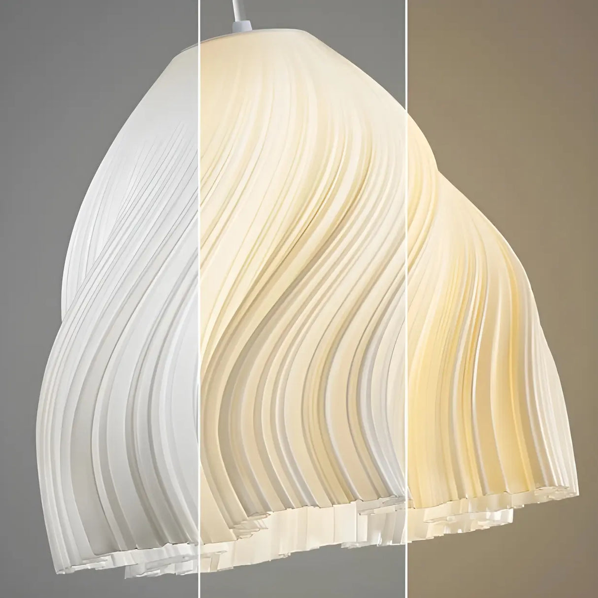 Artistic Modern Sculptural Fabric Pendant Light Indoor White Image - 12