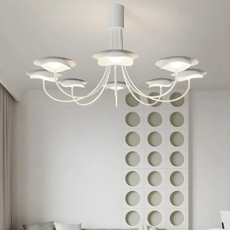 Artistic Modern White Chandelier Living Room Branch Metal Image - 1