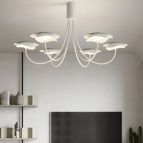 Artistic Modern White Chandelier Living Room Branch Metal Image - 4