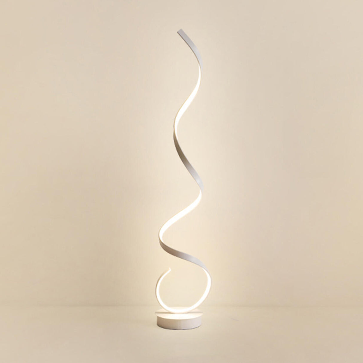 Artistic Modern White Spiral LED Metal Floor Lamp Image - 10