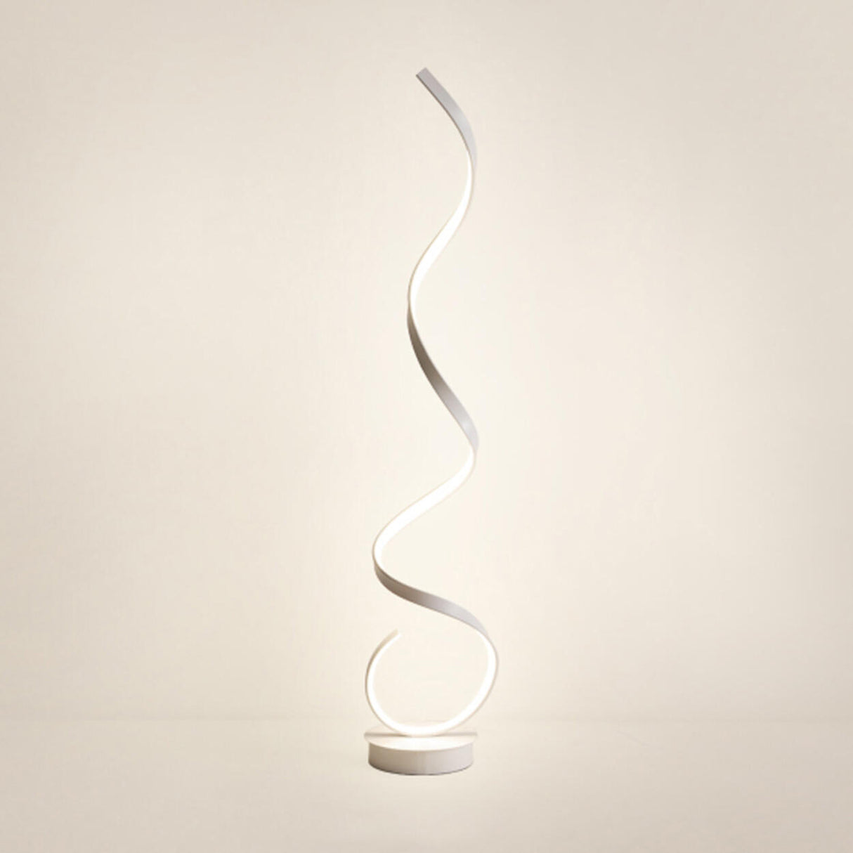 Artistic Modern White Spiral LED Metal Floor Lamp Image - 11